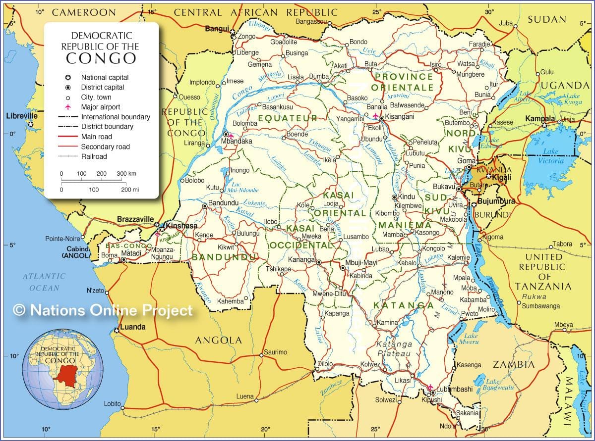 ਨਕਸ਼ਾ ਦੇ congo ਦੇ ਡੈਮੋਕਰੈਟਿਕ ਰੀਪਬਲਿਕ